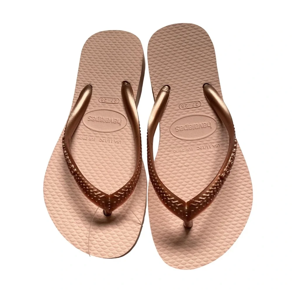 Havaianas Kids Pink Rose Gold Strap Flip Flops